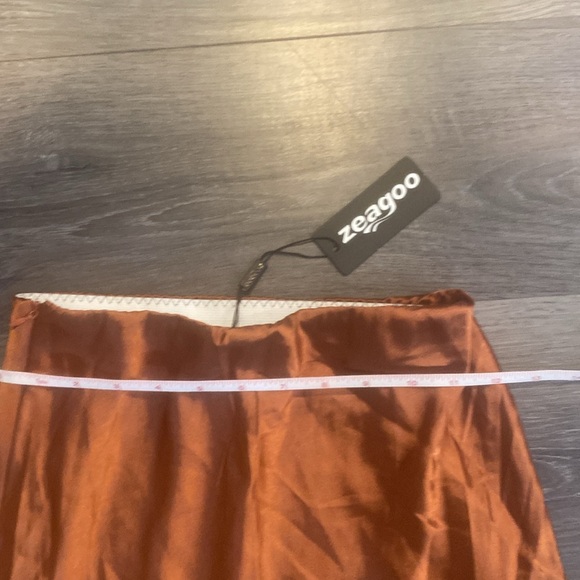 Zeagoo Womens Silk Rustic Orange Skirt XS NWT - Picture 4 of 8